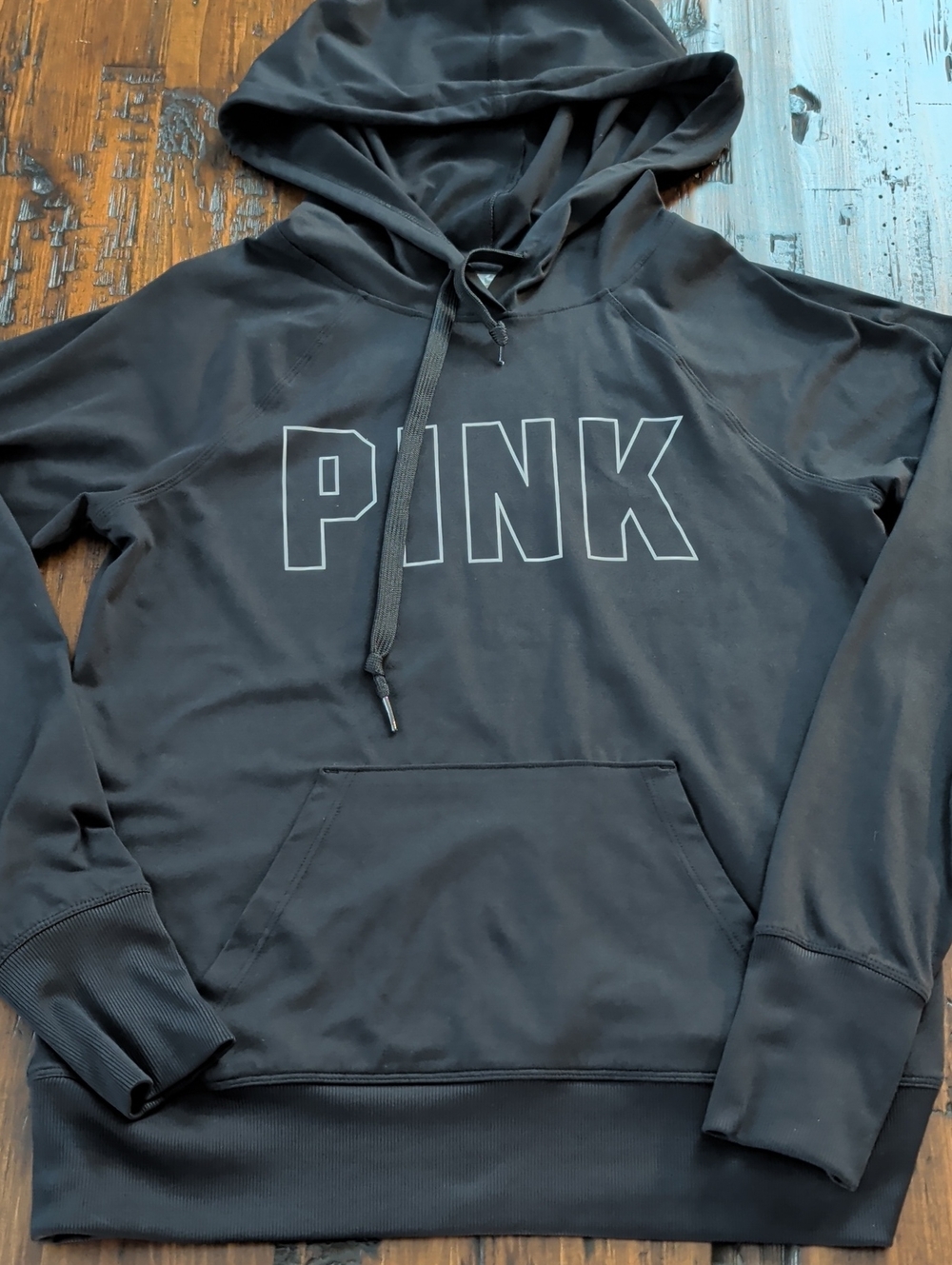 PINK Active Victoria's Secret Black Lightweight Hoodie with Logo Size XS